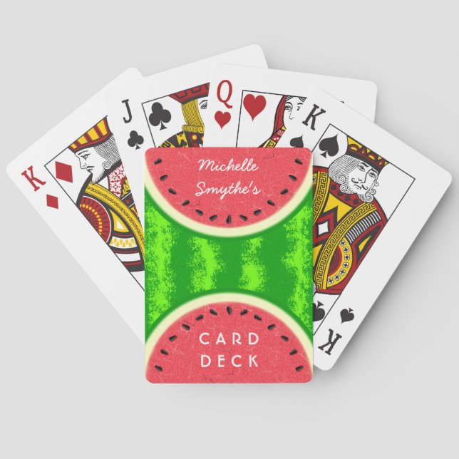 Watermelon Slice Summer Fruit with Rind Playing Cards (Back)