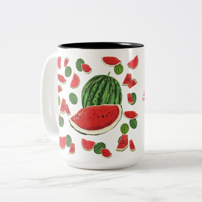 Watermelon Slice Two-Tone Coffee Mug (Front Left)