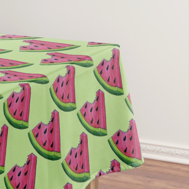 Watermelon Slices Juicy Pink Melon Picnic Print Tablecloth (In Situ)