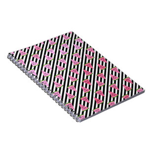 Watermelon Slices Monochrome Striped Summer Fruit Notebook