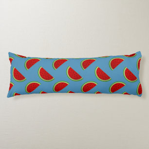 Watermelon Slices on a Bright Blue Background Body Pillow