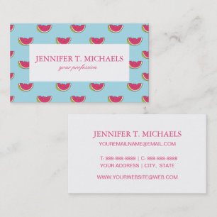 Watermelon Slices on Teal Pattern Business Card