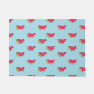 Watermelon Slices on Teal Pattern Doormat