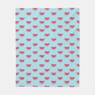 Watermelon Slices on Teal Pattern Fleece Blanket