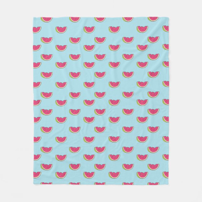 Watermelon Slices on Teal Pattern Fleece Blanket (Front)