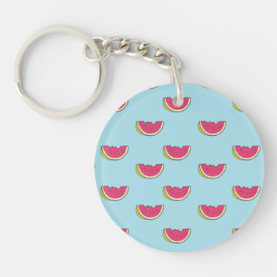 Watermelon Slices on Teal Pattern Keychain