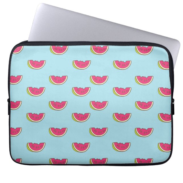 Watermelon Slices on Teal Pattern Laptop Sleeve (Front)