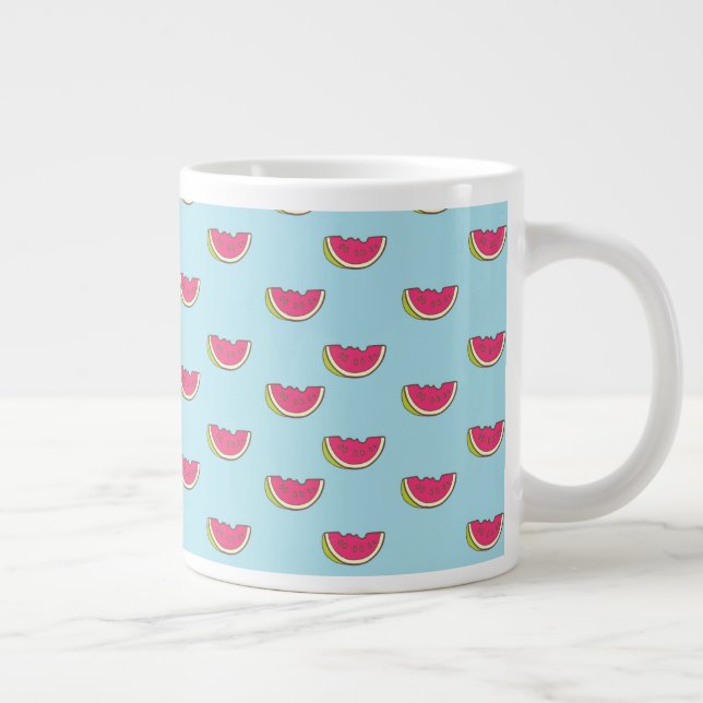 Watermelon Slices on Teal Pattern Large Coffee Mug (Right)