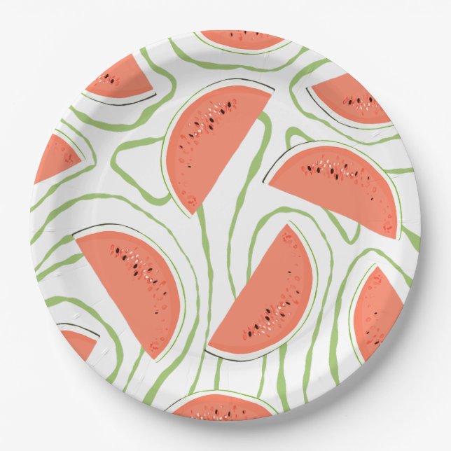 Watermelon Slices Paper Plate (Front)