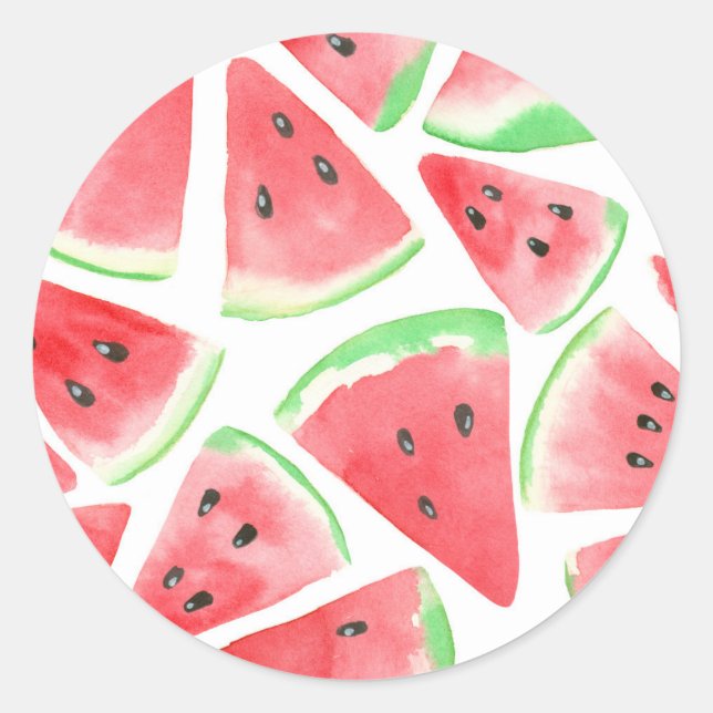 Watermelon slices pattern classic round sticker (Front)