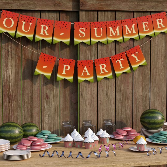 Watermelon Slices Personalized Summer Party Bunting Flags (🍉Perfect bunting for your summer party. 🍉)