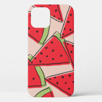 Watermelon Slices Pink Background Pattern