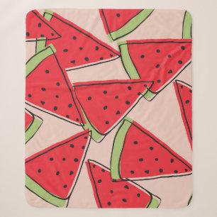 Watermelon Slices Pink Background Pattern Sherpa Blanket