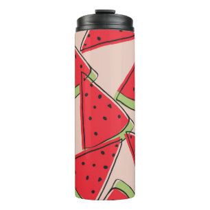 Watermelon Slices Pink Background Pattern Thermal Tumbler