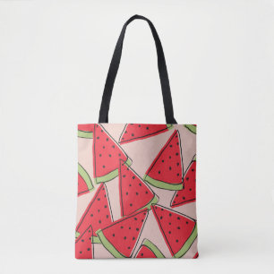 Watermelon Slices Pink Background Pattern Tote Bag