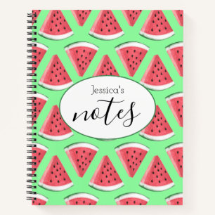Watermelon Slices Pink Green Summer Fruit Notebook