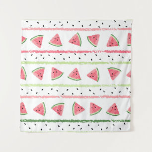 Watermelon Slices: Watercolor Striped Seamless Tapestry