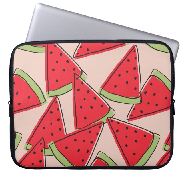 watermelon slices with pink background seamless pa laptop sleeve (Front)