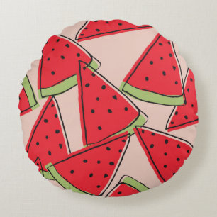 watermelon slices with pink background seamless pa round pillow