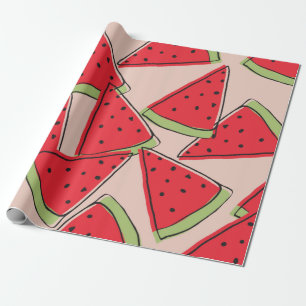 watermelon slices with pink background seamless pa wrapping paper
