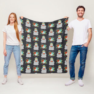 Watermelon Sloth Pattern Fleece Blanket