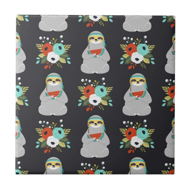 Watermelon Sloth Pattern Tile (Front)