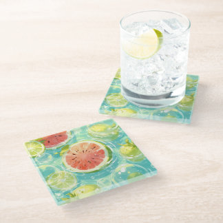Watermelon Splash Glass Coaster