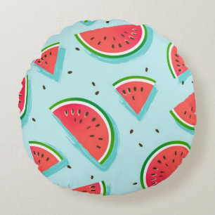 Watermelon Splash Round Pillow