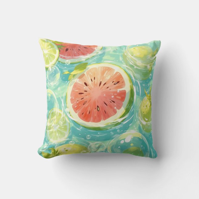 Watermelon Splash Throw Pillow (Front)