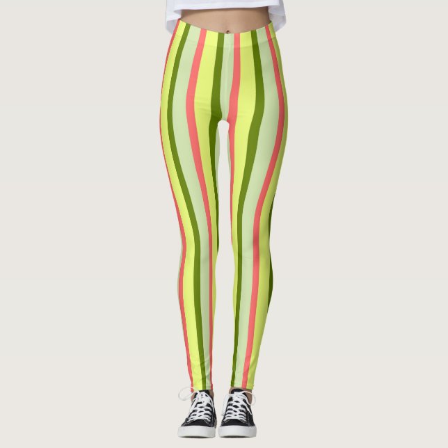 Watermelon Stripe Classic leggings vertical (Front)