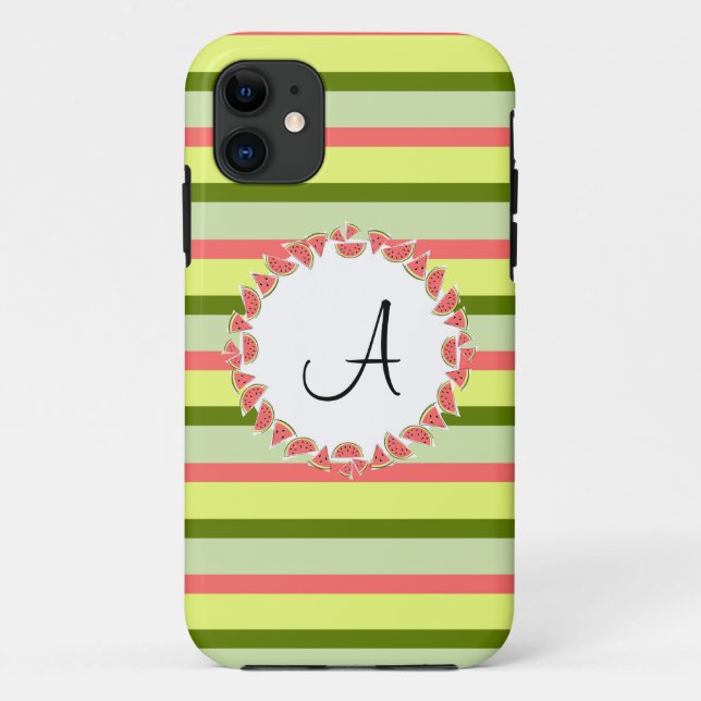 Watermelon Stripe Classic 'Monogram' iPhone 5 case (Back)