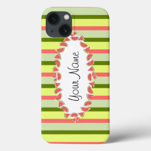 Watermelon Stripe Classic oval 'Name' horizontal iPhone 13 Case