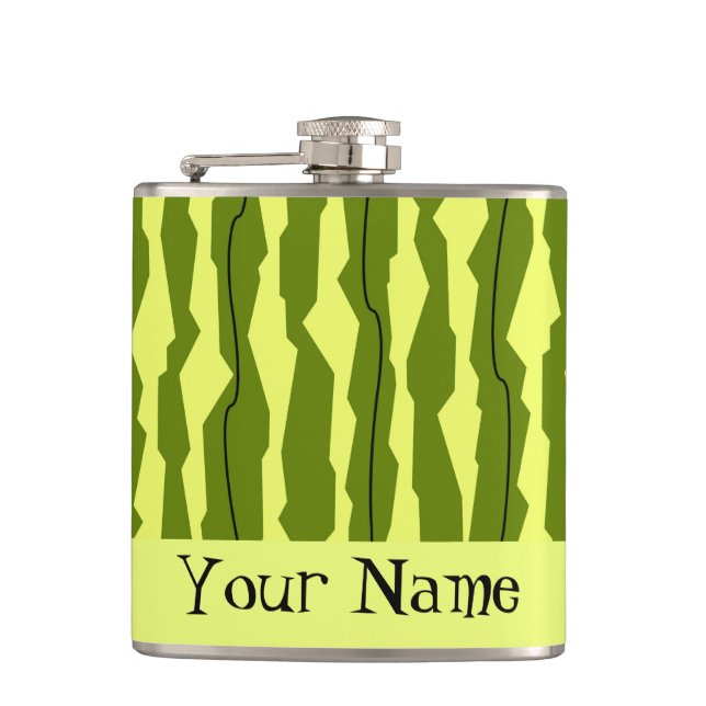 Watermelon Stripe Name Hip Flask (Front)