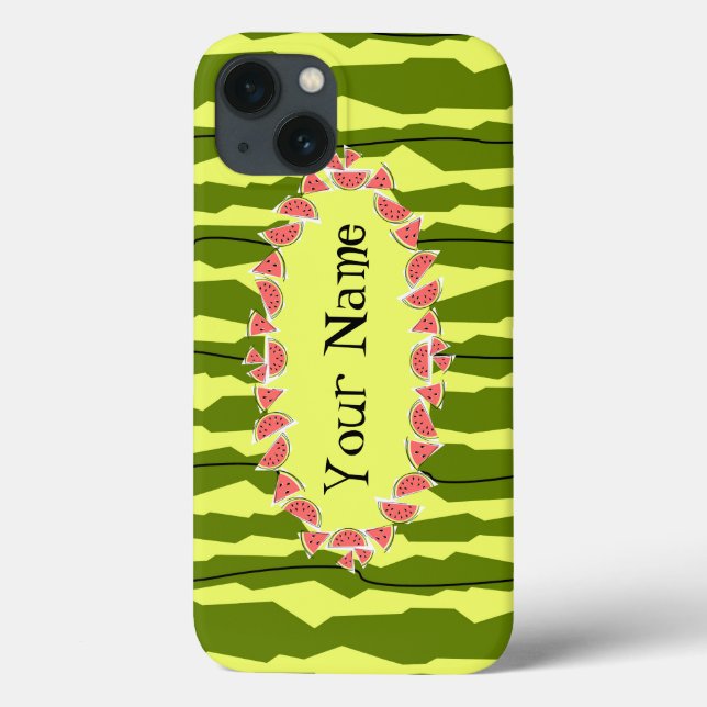 Watermelon Stripe oval 'Name' horizontal Case-Mate iPhone Case (Back)