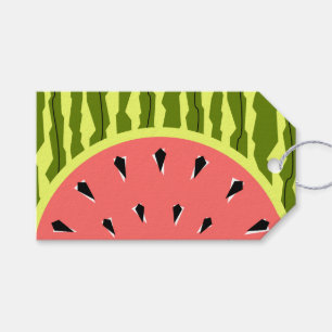 Watermelon Stripe Pink Happy Birthday gift tag