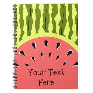 Watermelon Stripe Pink Text Notebook