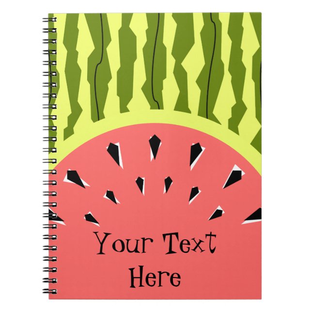 Watermelon Stripe Pink Text Notebook (Front)