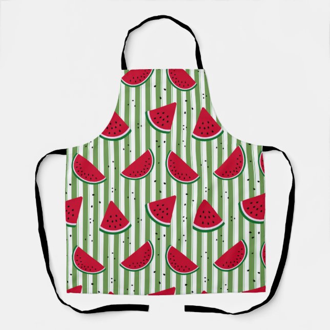 Watermelon Stripe Seamless Pattern Apron (Front)