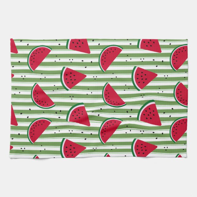 Watermelon Stripe Seamless Pattern Kitchen Towel (Horizontal)