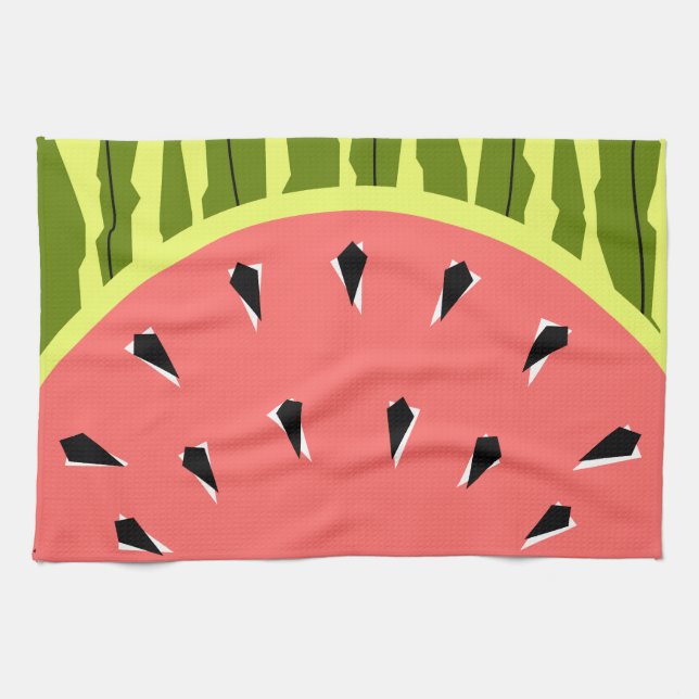 Watermelon Stripe Serviette de cuisine rose (Horizontal)
