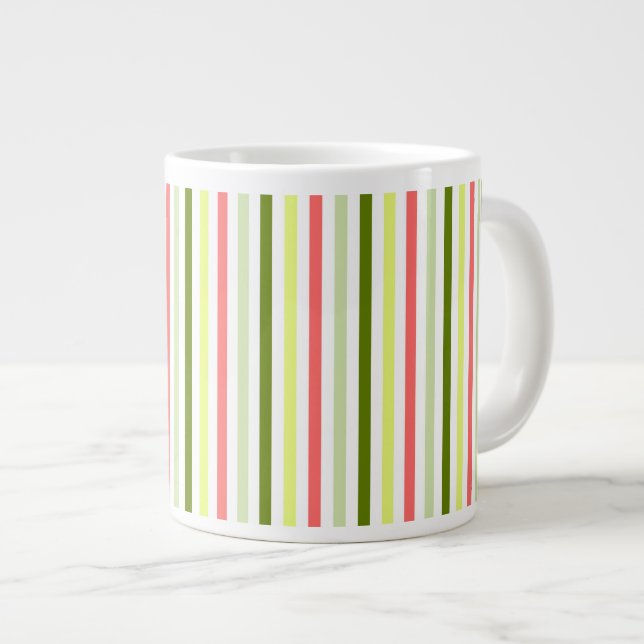 Watermelon Stripe Thin Large Coffee Mug (Front Right)