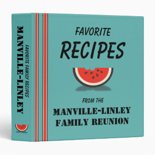 Watermelon Stripes Custom 1.5 Family Recipe Binder