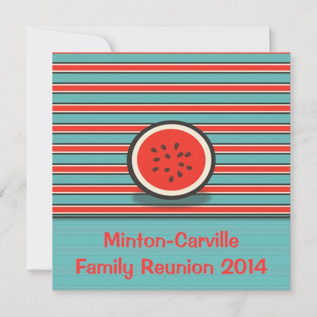 Watermelon Stripes Family Reunion Party Invitation