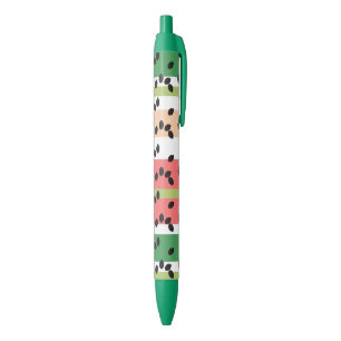 Watermelon Stripes Seeds Fruit Green Pink Black Ink Pen