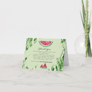 Watermelon Summer Baby Girl Thank You Card