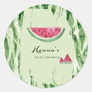 Watermelon Summer Baby Shower  Classic Round Sticker