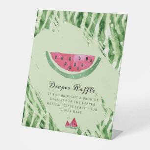 Watermelon Summer Baby Shower Diaper Raffle  Pedestal Sign