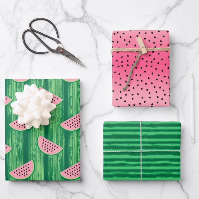 Watermelon Summer Birthday Party Wrapping Paper Sheet (Front)