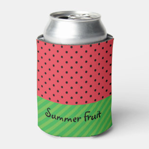 Watermelon summer fruit customizable pink polka can cooler