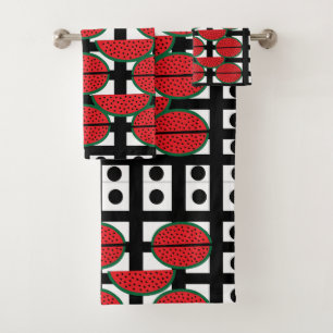 Watermelon Summer Fruit Geometric Pattern      Bath Towel Set
